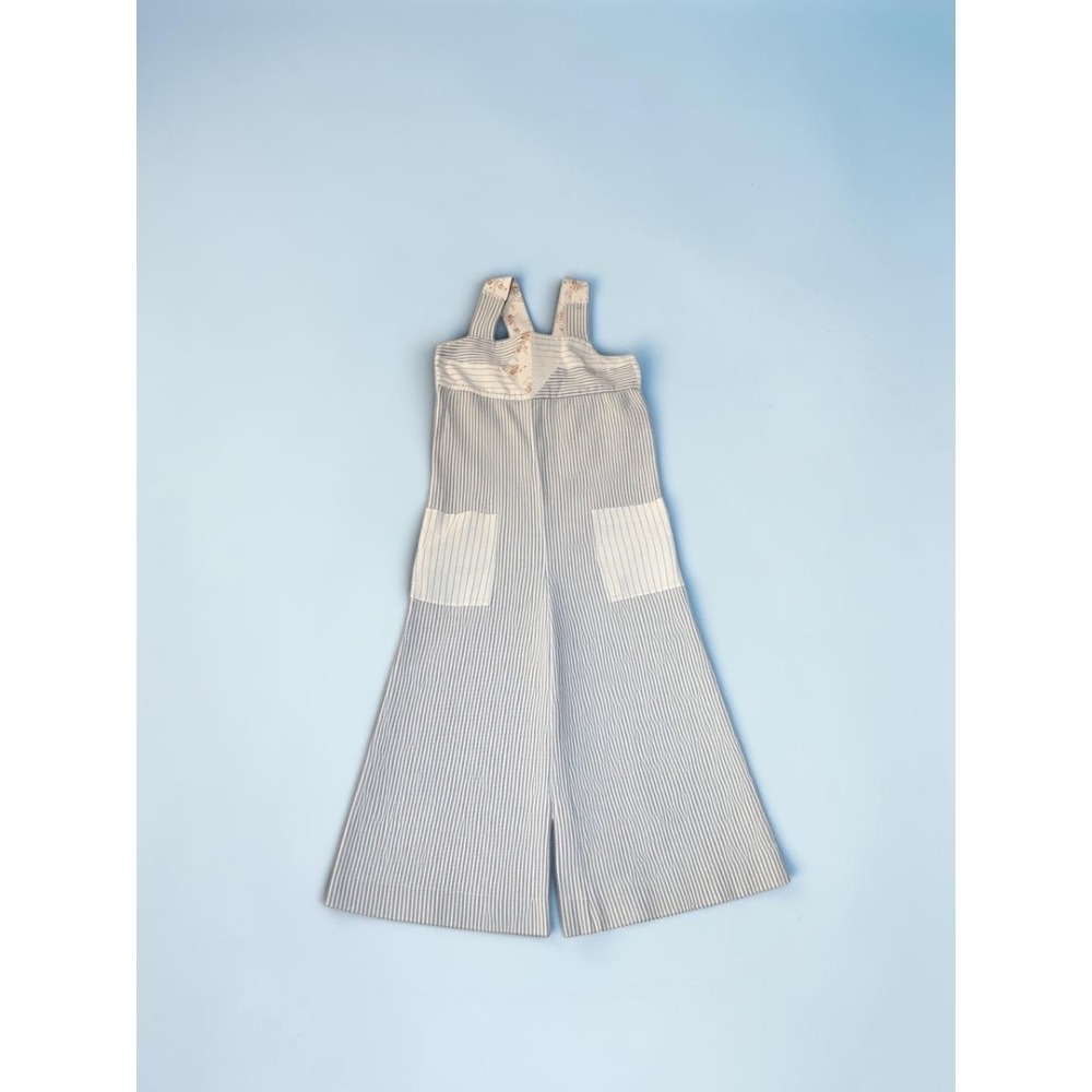 Madewell x The New Denim Project Striped Wide Leg Overalls Blue White XXS - Picture 8 of 10